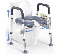 HOMLAND Toilet Seat Riser for Seniors, Raised Toilet Seat with Handles & Padded Seat, Adjustable Height & Width, 400lb Handicap Elevated Toilet Seat for Elderly, Pregnant, Bathroom, Fit Any Toilet