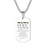 HOMLIFPER Hebrew YHVH YHWH Jehovah Name of God Pendant - Tetra Gramaton Yahweh Blessed Prayer Necklace - Hebrew Amulet Religious Jewelry for Men Women, one size, Stainless Steel, No Gemstone