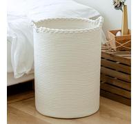 Homlikelan 72L Woven Laundry Hamper,Cotton Tall Wicker Laundry Basket for Blankets,Clothes,Pillows,Toys,Shoes Large Laundry Bin White