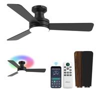 Homlit 42 Inch RGB Ceiling Fan with Light, Intelligent App and Remote Control, Flush Mount, Music Sync Lighting, Reversible DC Motor