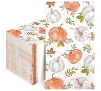 Homlouue 100 PCS 3-Ply Fall Napkins, Little Pumpkin Napkin, Thanksgiving Napkins Disposable for Thanksgiving Fall Party Supplies Decoration, Fall Guest Napkin for Lunch Dinner Bathroom Kitchen Home