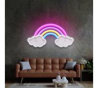 HomLuv Sky Arc Floating on Clouds LED Neon Sign, Living Room Decor, 120 cm | Sky Arc Floating on Clouds design, UV printed acrylic wall artwork with LED neon lighting, living room decor, 120 cm size
