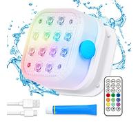 Homly Rechargeable Submersible Pool Lights with Remote, Waterproof Underwater Charging Battery Operated Controlled 16 Color Changing LED with Magnet Floating Lights Pool Pond Decoration 1 Pack