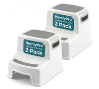 HomlyPro 2 Pack Toddler Double Step Stool for Kids, White, 200 lbs Weight Capacity, Non-Slip 2 Step Kids Stool with Handles, Potty Training Steps for Bathroom Sink & Kitchen