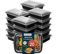 HomlyPro 20 Pack 28oz Black Meal Prep Containers with Lids, Airtight BPA Free Reusable Food Containers, 1 Compartment Stackable Food Storage for Microwave, Freezer and Dishwasher Safe