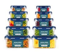 HomlyPro 20 Pieces Blue Plastic Food Containers with Lids (10 Boxes & 10 Lids) Leakproof Airtight Meal Prep Containers, Stackable BPA-Free, Freezer Microwave Dishwasher Safe