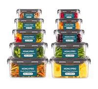 HomlyPro 20 Pieces Grey Plastic Food Containers with Lids (10 Boxes & 10 Lids) Leakproof Airtight Meal Prep Containers, Stackable BPA-Free, Freezer Microwave Dishwasher Safe