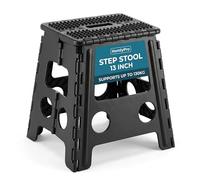 HomlyPro Folding Step Stool 13 Inch Heavy Duty 300 lbs Capacity Black, Portable Collapsible Stool with Carry Handle, Anti-Slip Surface for Adults & Kids, Kitchen Bathroom Camping