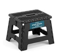 HomlyPro Folding Step Stool 9 Inch Heavy Duty 250 lbs Capacity Black, Portable Collapsible Stool with Carry Handle, Anti-Slip Surface for Adults & Kids, Kitchen Bathroom Camping