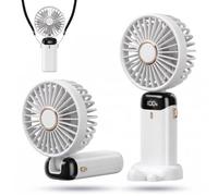 HomlyPro Handheld Fan, 5000mAh Battery-Operated Portable Fan with LED Display, 5 Speeds Strong Airflow & 90° Foldable Design, Small Desk Fans for Home Office Outdoor Travel Essentials (White)