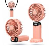 HomlyPro Handheld Fan, 5000mAh Battery-Operated Portable Fan with LED Display, 5 Speeds Strong Airflow & 90° Foldable Design, Small Desk Fans for Home Office Outdoor Travel Essentials (Pink)