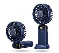 HomlyPro Portable Handheld Fan Rechargeable 5000mAh Battery, USB Mini Desk Fan with LED Display, 5 Speeds, 90° Adjustable Foldable for Home, Office, Outdoor, Travel (Dark Blue)