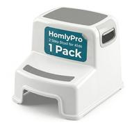 HomlyPro Toddler Double Step Stool for Kids, White, 200 lbs Weight Capacity, Non-Slip 2 Step Kids Stool with Handles, Potty Training Steps for Bathroom Sink & Kitchen