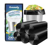 Hommaly 1.5 Gallon 200 pcs Small Black Trash Bags(Fit1.3-1.6 Gal), Strong 1.3 Gallon 1.5 Gallon 1.6 Gallon Garbage Bags,Bathroom Trash Can Bin Liners,Mini Bags Waste Basket Liner,Fit 5-6 Liters-Black