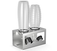 HOMMAND Bottle Holder For Sodastream Crystal And Emil Bottles, Steel Bottle Holder Drainer For 2 Bottles, With Silicone Protective Rings, Drip Pan And Lid Holder, Steel