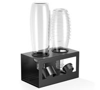 HOMMAND Bottle Holder For Sodastream Crystal And Emil Bottles, Steel Bottle Holder Drainer For 2 Bottles, With Silicone Protective Rings, Drip Pan And Lid Holder, Black