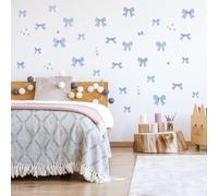 HOMMDECO Blue Bow Wall Sticker 8 Sheets Removable Waterproof Self Adhesive Color Interior Wall Decoration 20 * 30cm Bow Pattern Thickened Tile Sticker for Bedroom Living Room Refrigerator