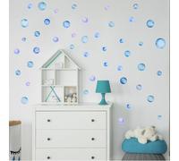 HOMMDECO Blue-Violet Watercolor Bubbles Theme Wall Sticker 8 Sheets Removable Waterproof Self Adhesive Color Interior Wall Decoration 20 * 30cm Tile Sticker for Bedroom Living Room Refrigerator