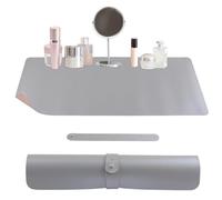 HOMMDECO Dresser Protector Mat Makeup Pad Leather Material Waterproof and Oil-Proof Double-Sided Non-Slip Table Protector Craft and Nail Art Table Mat Office Writing Board (Pink-Silver)