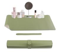 HOMMDECO Dresser Protector Mat Makeup Pad Leather Material Waterproof and Oil-Proof Double-Sided Non-Slip Table Protector Craft and Nail Art Table Mat Office Writing Board (White-Green)