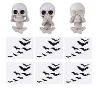 HOMMDECO Halloween Themed Car Vent Clip & Black Bat Rearview Mirror Decorative Stickers 9 PCS Aromatherapy Box Air Freshener Car Interior Accessories Air Conditioner Fan Vent Decoration