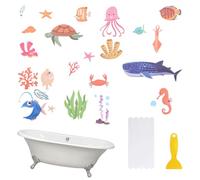 HOMMDECO Non Slip Bathtub Stickers 6PCS Marine Organism Bathtub Sticker Anti-Slip Adhesive Bathtub Decals with Scraper for Bath Tub Stair Shower Floor