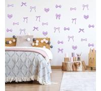 HOMMDECO Purple Bow Wall Sticker 8 Sheets Removable Waterproof Self Adhesive Color Interior Wall Decoration 20 * 30cm Bow Pattern Thickened Tile Sticker for Bedroom Living Room Refrigerator