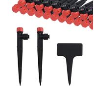 HOMMDECO Push-in Plant Automatic Watering Insert Spikes 20 PCS Adjustable Automatic Water Control System Universal Drip Irrigation Vortex Emitters for 360° Irrigation Garden Watering System (Red)