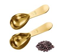 HOMMDECO Stainless Steel Short Handle Coffee Spoon 15ml and 30ml Tablespoon Food Grade Measuring Spoon for Tea Flour Cereals Seasonings 2 PCS for Grinding Ground Coffee Kitchen Accessories (Gold)