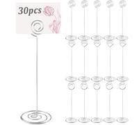 HOMMDECO Table Number Holder 30 PCS Silver Long-Style Upright Place Card Stands Food Signs for Restaurant Home Wedding Birthday Party Decoration to Clip Menu Photo Number Invitation and Greeting Card