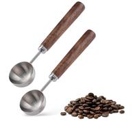HOMMDECO Wooden Long Handle Stainless SteelCoffee Spoon 2 PCS 15ml Tablespoon Food Grade Measuring Spoon for Tea Flour Cereals Seasonings for Grinding Ground Coffee Kitchen Accessories