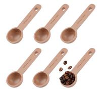 HOMMDECO Wooden Short Handle Coffee Spoon 7.5ml Tablespoon Food Grade Measuring Spoon for Tea Flour Cereals Seasonings 6 PCS for Grinding Ground Coffee Home Kitchen Accessories