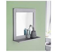 Homme Concept Grey Wall-Mounted Bathroom Mirror & Shelf - 40 cm Vanity Mirror with Cosmetics Shelf, Moisture-Resistant MDF