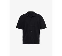 Homme Plisse Issey Miyake Mens Black Pleated Relaxed-fit Knitted Shirt L