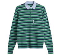 Hommegirls Women's Knit Stripe Polo Green Stripe Small