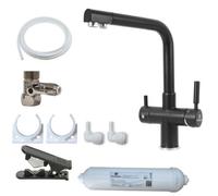 Hommix Berta Black 3-Way Tap & Advanced Single Filter Under-Sink Drinking Water & Filter Kit