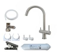 Hommix Como Brushed Steel 3-Way Tap & Advanced Single Filter Under-Sink Drinking Water & Filter Kit