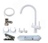 Hommix Como White 3-Way Tap & Advanced Single Filter Under-Sink Drinking Water & Filter Kit