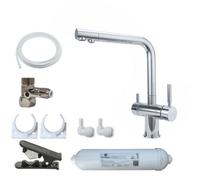 Hommix Lucca Brushed Steel 3-Way Tap & Advanced Single Filter Under-Sink Drinking Water & Filter Kit