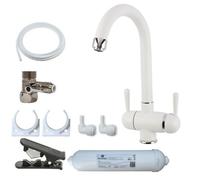 Hommix Pardenia White 3-Way Tap & Advanced Single Filter Under-Sink Drinking Water & Filter Kit