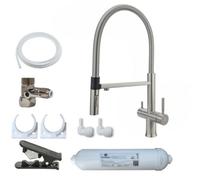 Hommix Riva Brushed Steel 3-Way Tap & Advanced Single Filter Under-Sink Drinking Water & Filter Kit