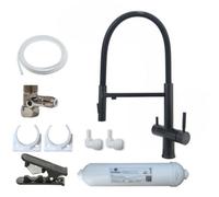 Hommix Riva Matt Black 3-Way Tap & Advanced Single Filter Under-Sink Drinking Water & Filter Kit