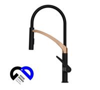 Hommix Rubineta Ultima-50 Black / Rose Gold Silicon Neck Pull Out Kitchen Mixer