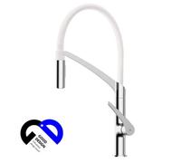 Hommix Rubineta Ultima-50 Chrome / White Silicon Neck Pull Out Kitchen Mixer