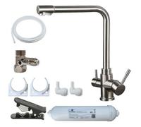 Hommix Sasani Brushed 304 Stainless Steel 3-Way Tap & Advanced Single Filter Under-Sink Drinking Water Filter Filter & Filter Kit