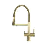 Hommix Savona Brushed Brass Pull-Out Spray-Hose 3-Way Tap (Triflow Filter Tap)