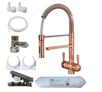 Hommix Tatiana Copper Handle 3-Way Tap Pull-Out Advanced Single Filter Under-Sink Drinking Water & Filter Kit