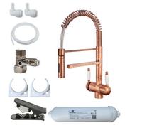 Hommix Tatiana Copper White Handle 3-Way Tap Pull-Out Advanced Single Filter Under-Sink Drinking Water & Filter Kit