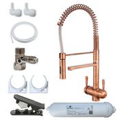 Hommix Tatiana Tall Copper Handle 3-Way Tap Pull-Out Advanced Single Filter Under-Sink Drinking Water & Filter Kit