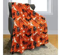 HommomH Animal Print Fleece Throw Blanket for Couch Bed, Patterned with Wolf Tiger Lion Leopard Panther Cheetah Jaguar Bat, Orange, 60"x80"